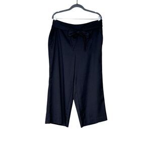 Loft outlet black wide leg belted crop pants size 12